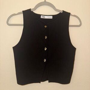Zara Black Buttoned Tank Top